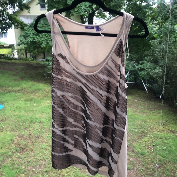 Chocolate Beige New Year perfect MEXX sparkle ✨ Top tank sleeveless festive - Picture 6 of 12